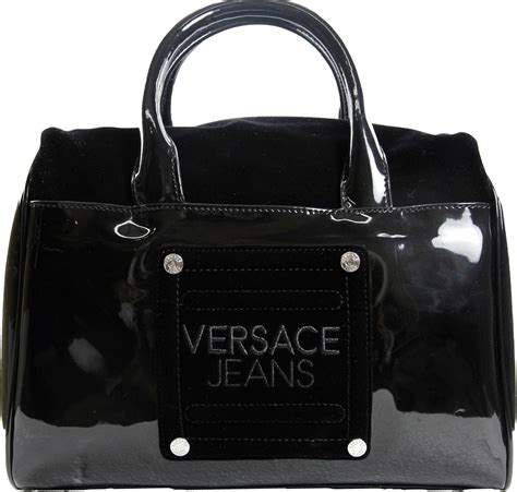 versace jeans black patent handbag|versace jeans bags outlet.